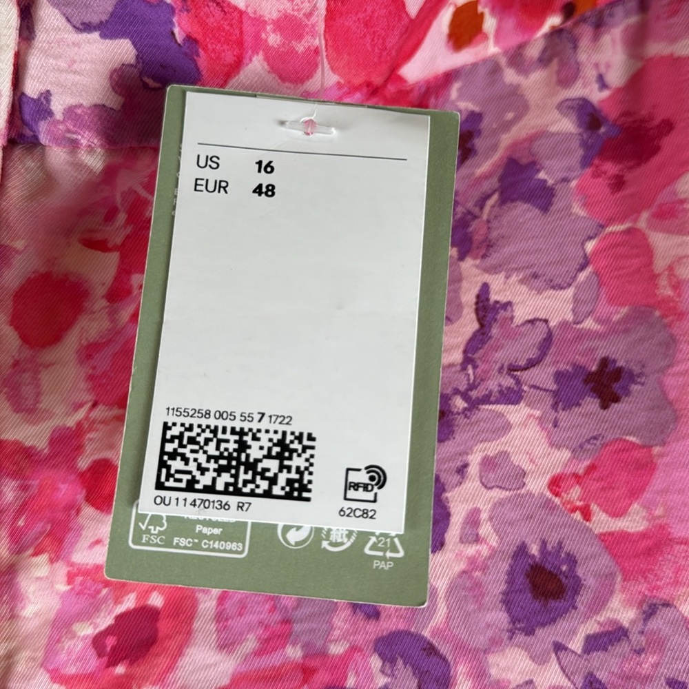 H&M nwt size 16 Floral Pink and Purple Wide-Leg Pants. A233 - Picture 5 of 8